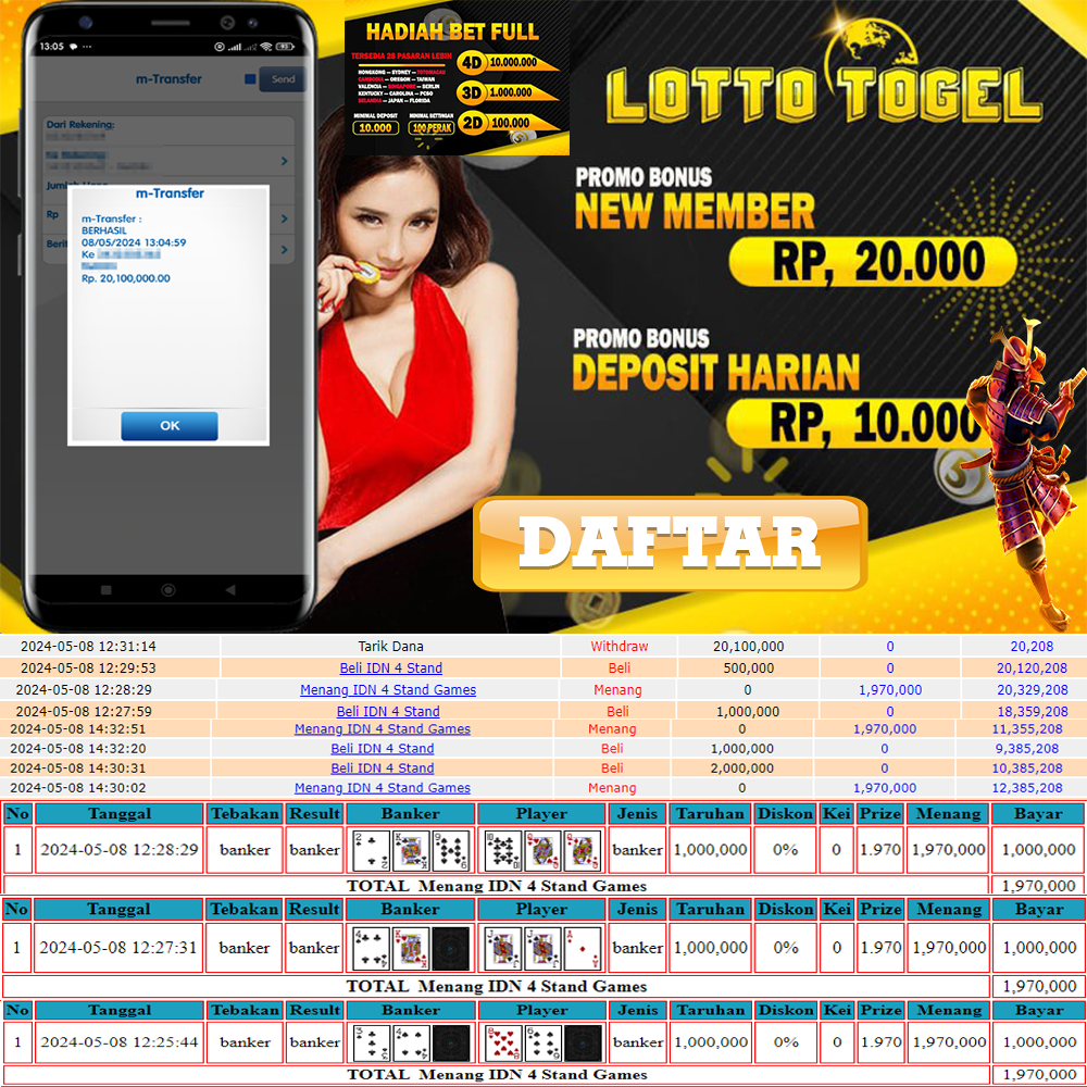 JACPOT PERMAINAN LIVE CASINO ONLINE “IDN 4 STAND” 20JTAN