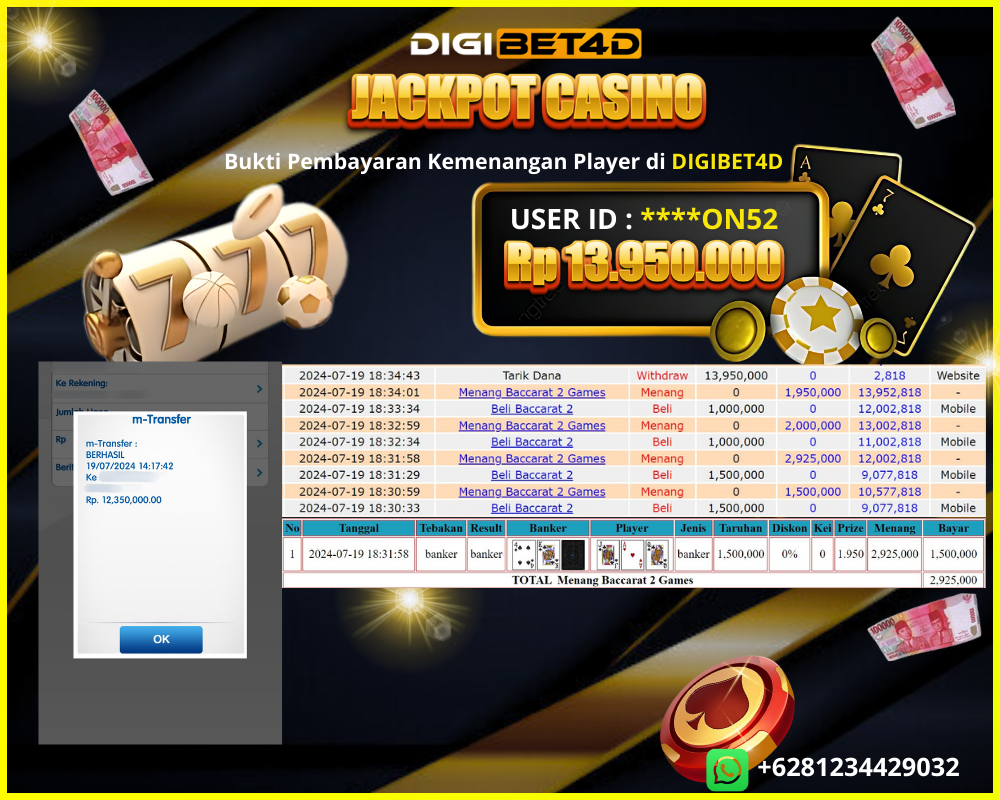 Bukti Pembayaran Kemenangan Player di DIGIBET4D (4)