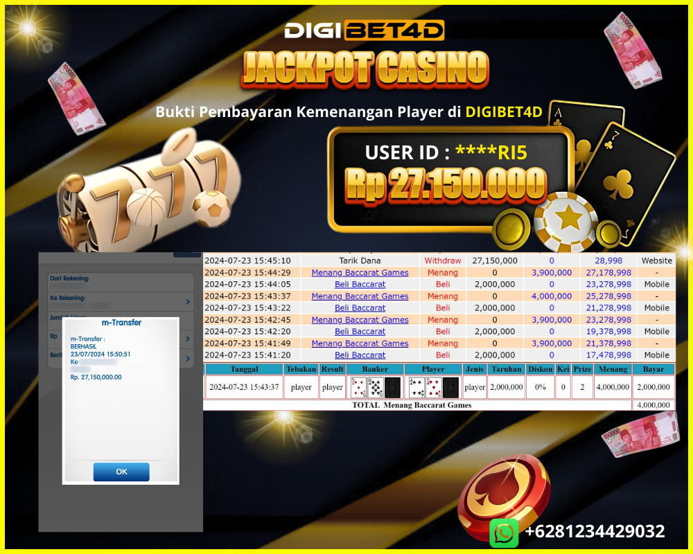 JACKPOT CASINO ONLINE “BACCARAT GAMES” 27JTAN